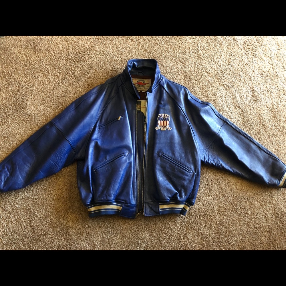 Classic Avirex Varsity blue leather jacket 3XL